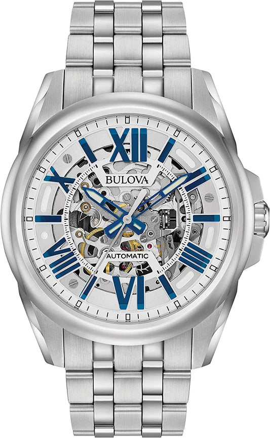 Bulova Men'S Automatic Open Aperture Watch, 43Mm Silver Tone / Classic Sutton Automatic Silver-Tone Stainless Steel Bracelet