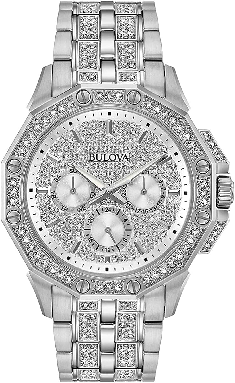 Bulova Men'S Crystal Octava Watch Crystal Octava / Crystal Quartz Silver-Tone Stainless Steel Bracelet Crystal