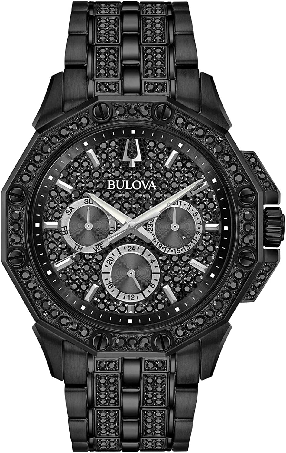 Bulova Men'S Crystal Octava Watch Crystal Octava / Crystal Quartz Black Stainless Steel