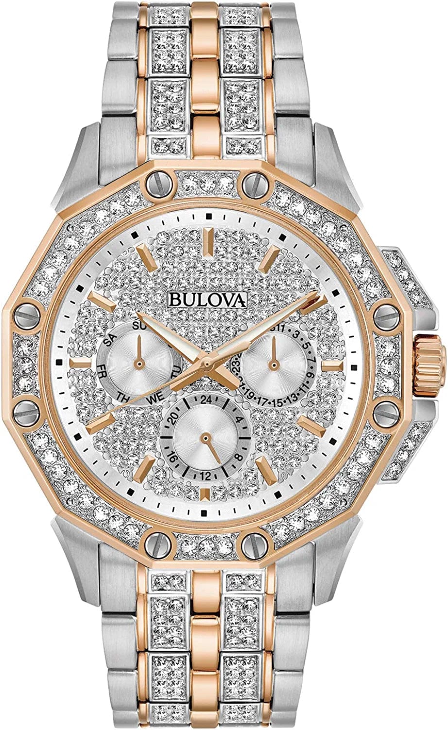Bulova Men'S Crystal Octava Watch Crystal Octava / Crystal Quartz Two-Tone Stainless Steel Bracelet Crystal