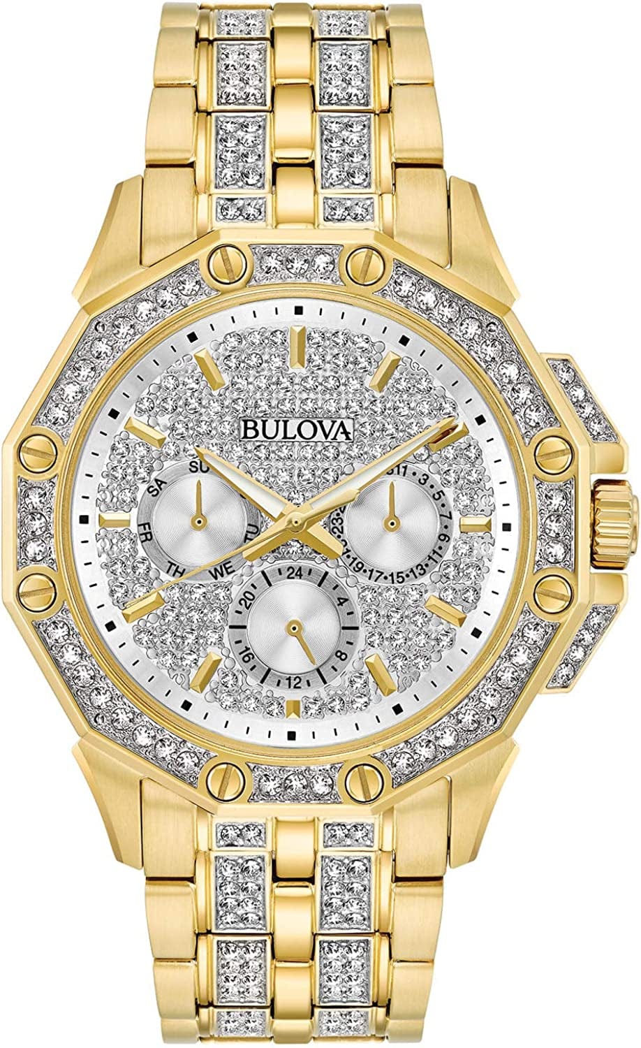 Bulova Men'S Crystal Octava Watch Crystal Octava / Crystal Quartz Gold-Tone Stainless Steel Two-Tone Stainless Steel Bracelet Crystal