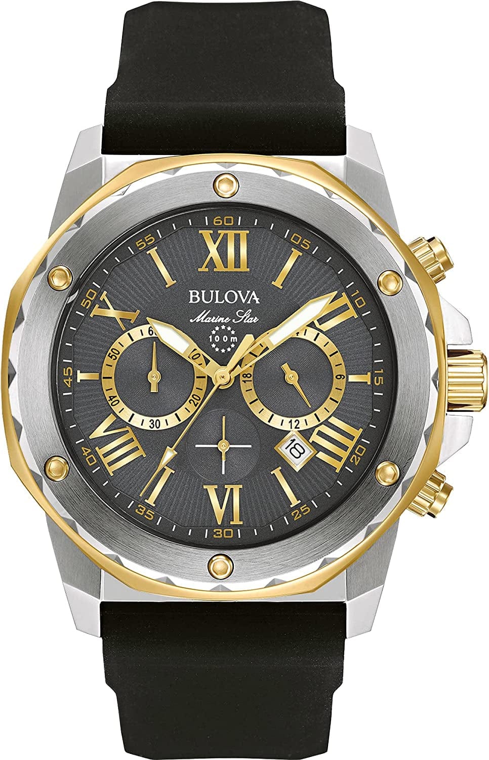 Bulova Men'S Marine Star Chronograph Silicone Strap Watch Silver/Grey dial / Marine Star