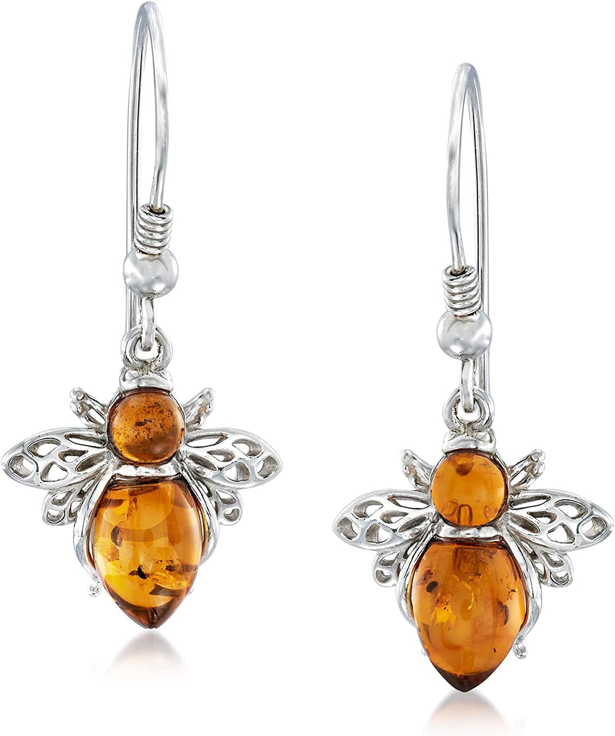 Bumblebee Earrings in Sterling Silver Amber