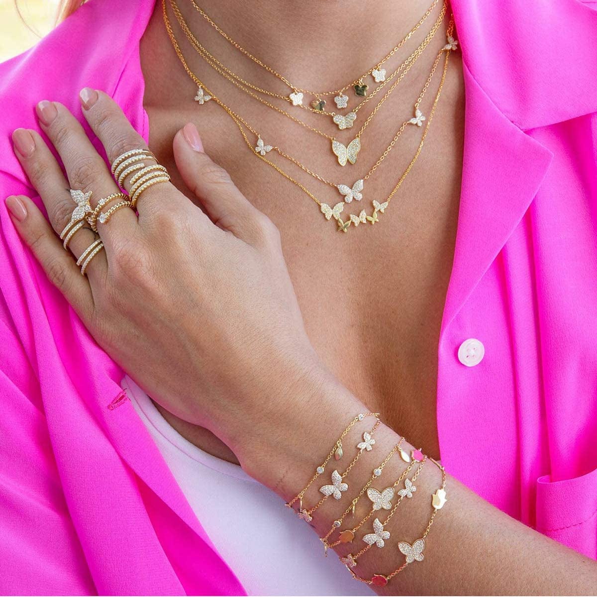 Butterfly Necklace Dainty 18K Gold Butterfly Choker Pendant Necklace for Women Daughter Jewelry Birthday Gifts (Gold)