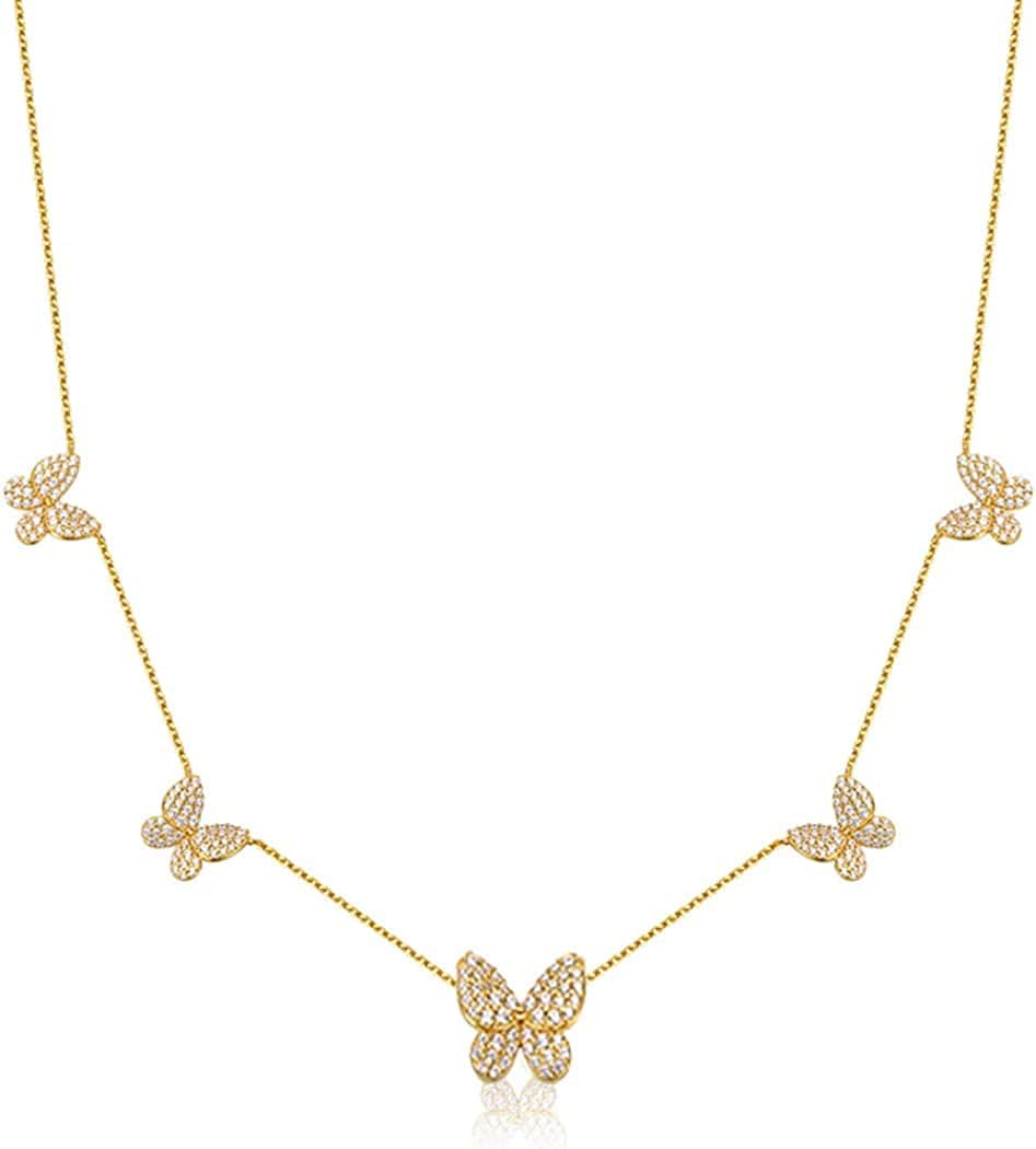 Butterfly Necklace Dainty 18K Gold Butterfly Choker Pendant Necklace for Women Daughter Jewelry Birthday Gifts (Gold)