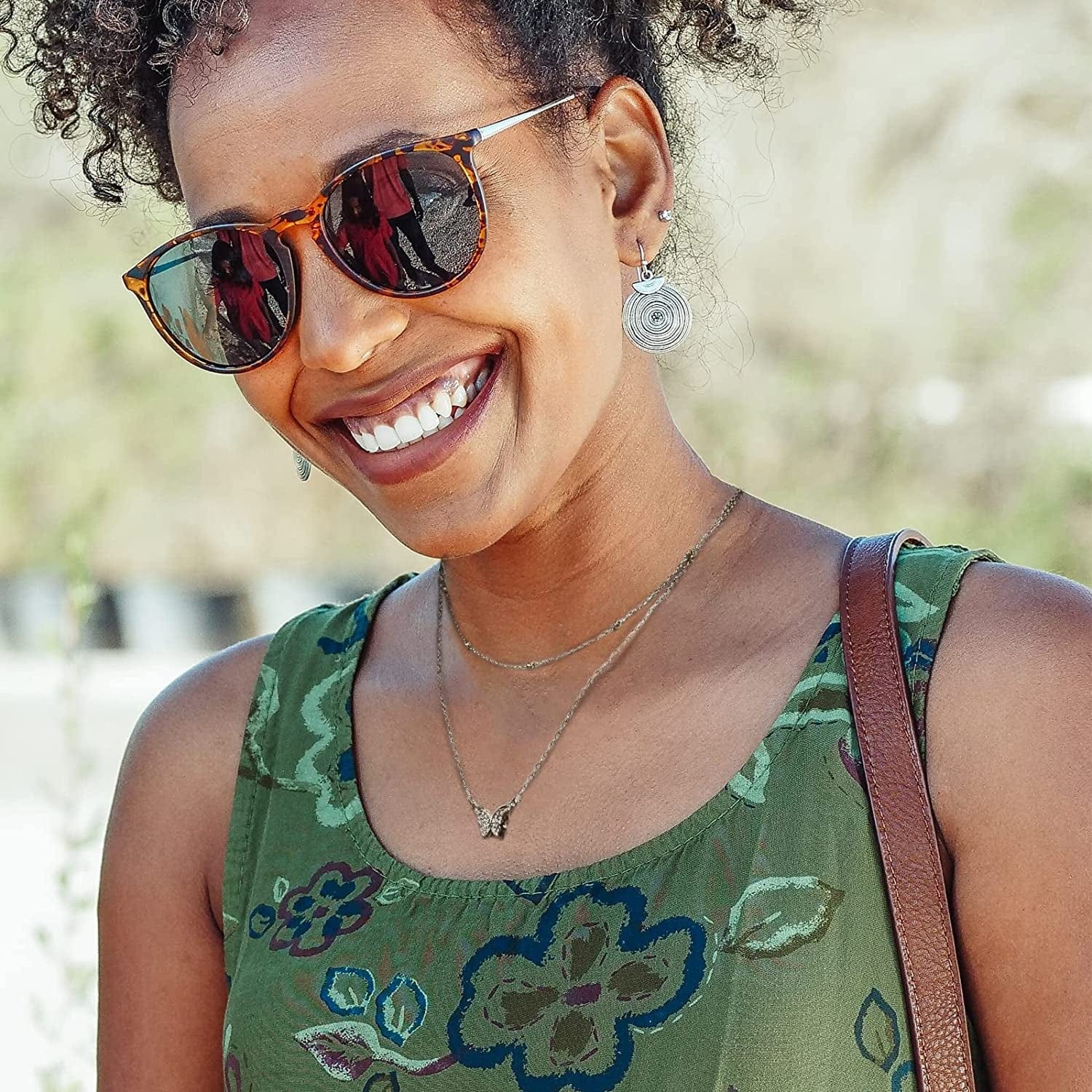 Butterfly Pendant Necklace for Cute Girls, 14K Gold Plated Handmade Hollow Layered Necklace for Women Birthday