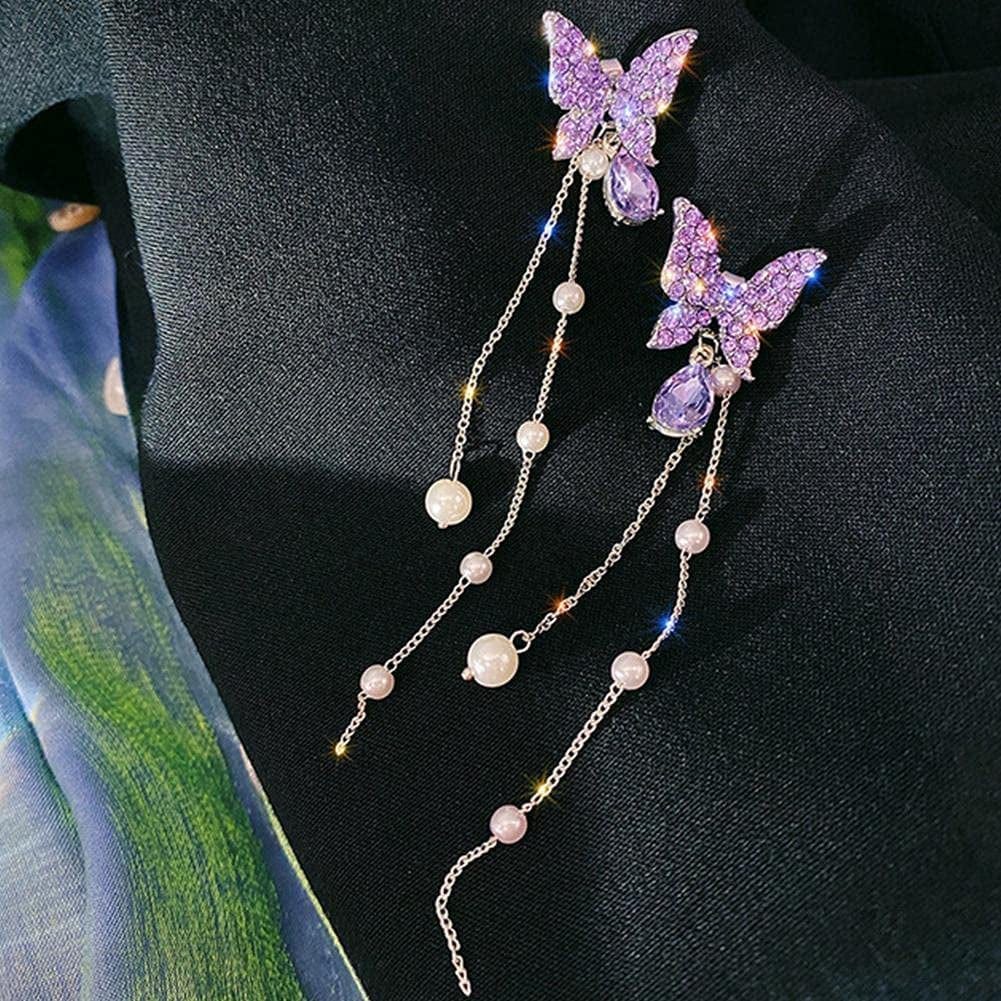 Butterfly Tassel Earrings Lovely Long Tassel Butterfly Stud Earrings Butterfly Dangle Earrings Fashion Jewelry Accessories for Women Girl