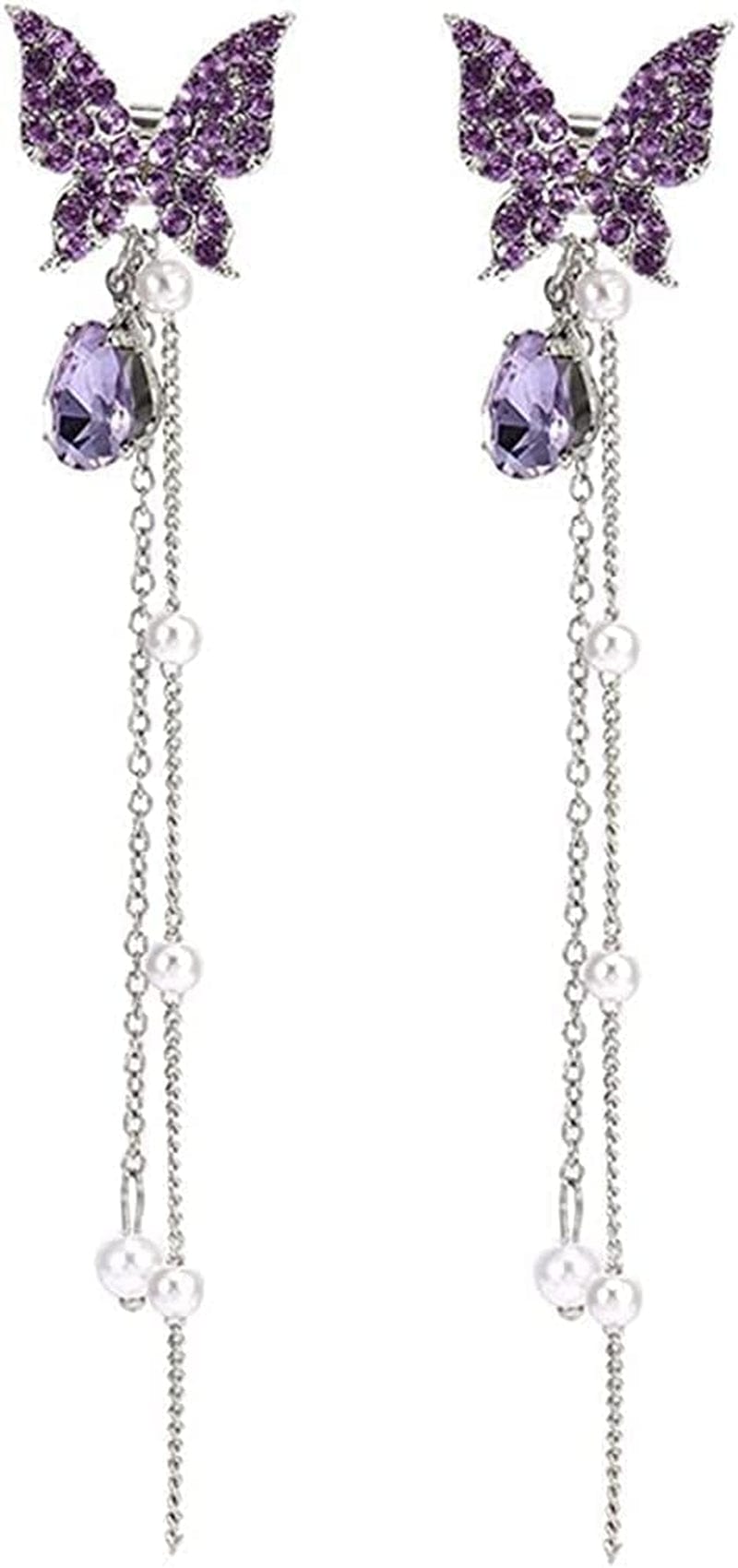 Butterfly Tassel Earrings Lovely Long Tassel Butterfly Stud Earrings Butterfly Dangle Earrings Fashion Jewelry Accessories for Women Girl