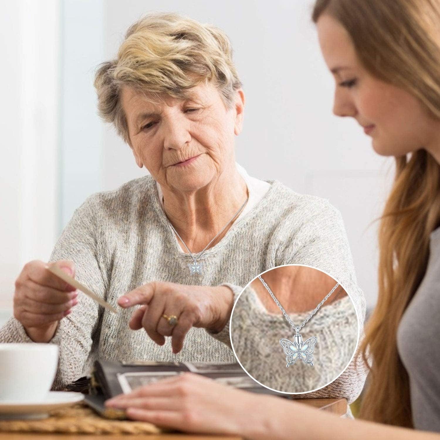 Butterfly Urn Necklace for Ashes for Women 925 Sterling Silver Celtic Knot Irish Necklace Cremation Jewelry for Ashes for Human Keepsake Memorial Jewelry Gifts for Ashes for Mom Men