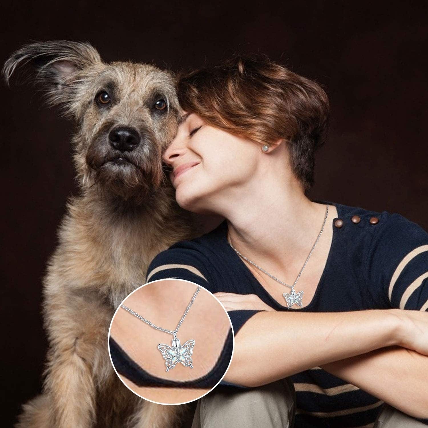 Butterfly Urn Necklace for Ashes for Women 925 Sterling Silver Celtic Knot Irish Necklace Cremation Jewelry for Ashes for Human Keepsake Memorial Jewelry Gifts for Ashes for Mom Men