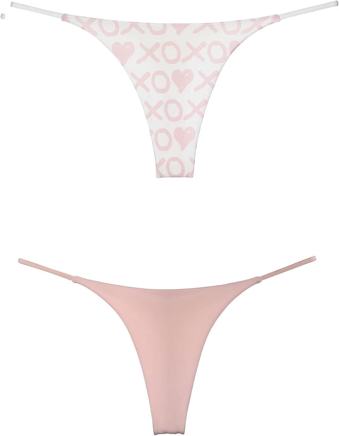 BY.ECG Cotton Thong for Women Sexy Seamless G String Underwear G-String 2 Pack Set