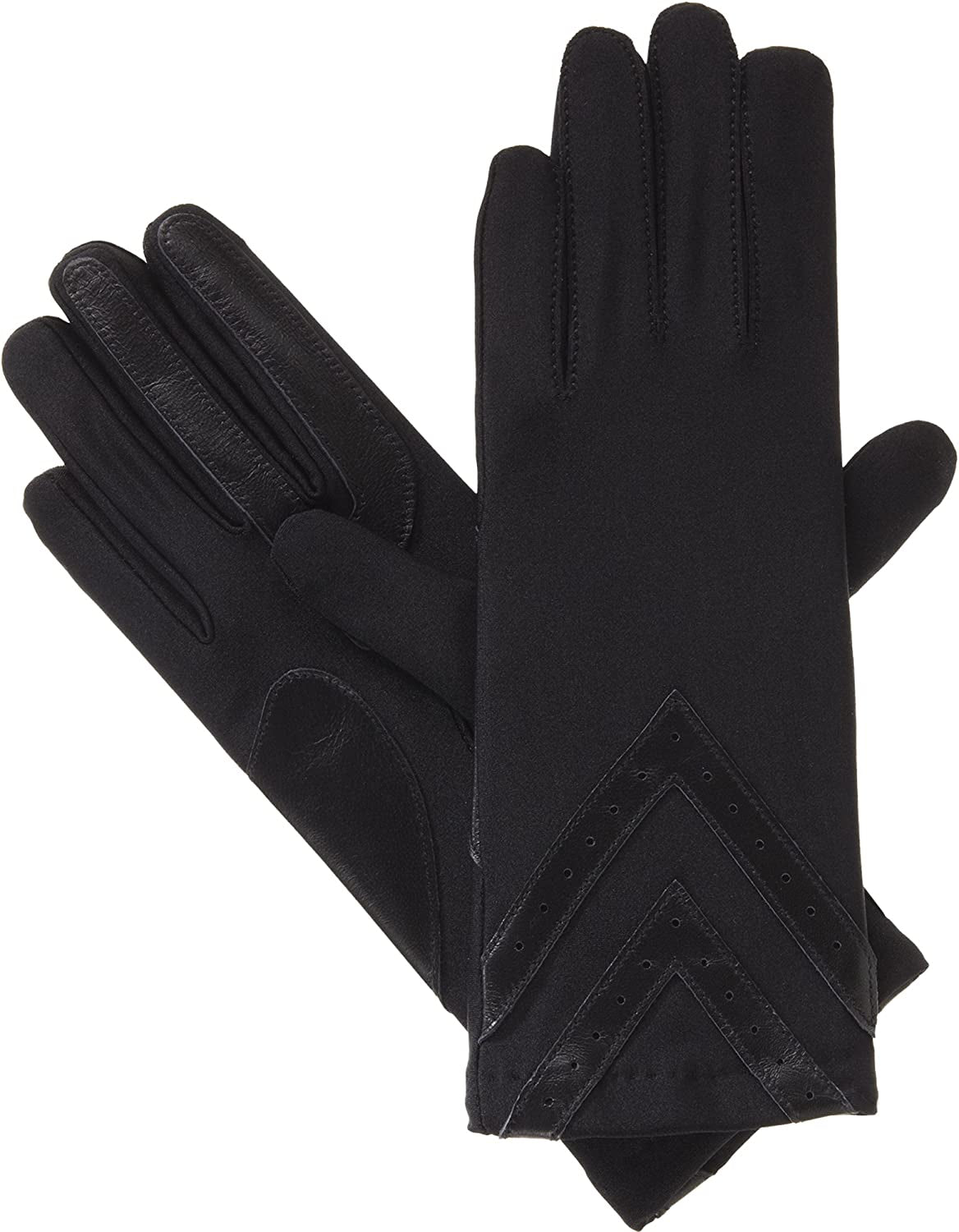 Isotoner Womens Spandex Touchscreen Cold Weather Gloves with Warm Fleece Lining and Chevron Details Apparel & Accessories > Clothing Accessories > Gloves & Mittens isotoner Black Small-Medium