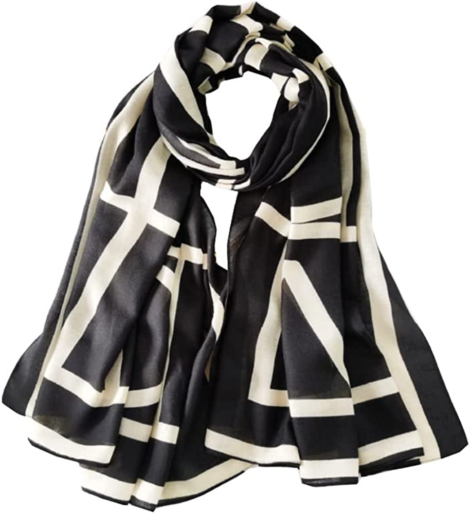 JERLA Women'S Scarves Lady Light Soft Fashion Solid Scarf Wrap Shawl Plaid Scarf Apparel & Accessories > Clothing Accessories > Scarves & Shawls JERLA Black Line