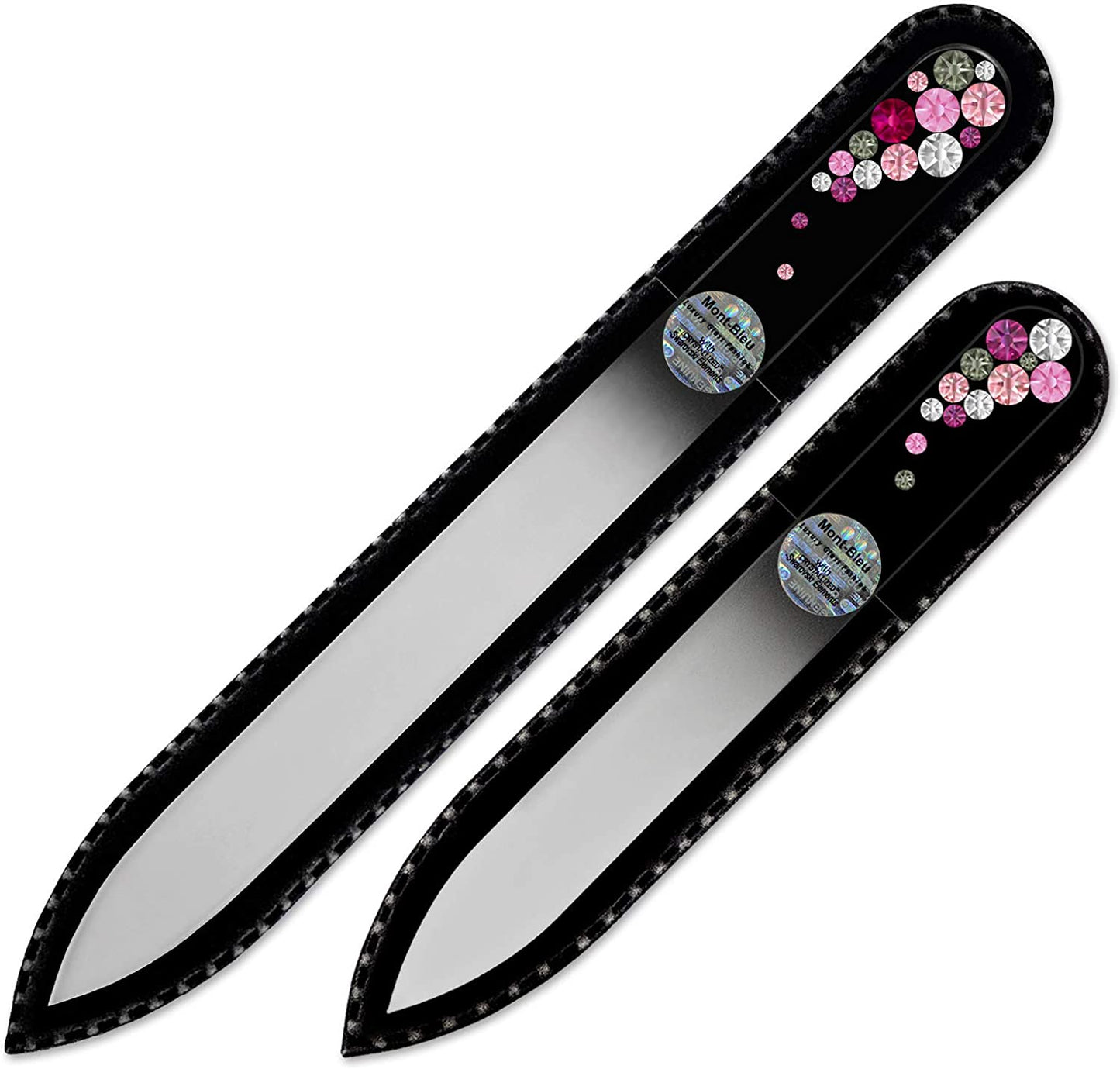 Best Gifts for Women - Mont Bleu Set of 2 Glass Nail Files Hand Decorated with Crystals - Handmade Gifts - Nail Filer Kit - Excellent Nail Filing Tools - Washable Nail Files Health & Beauty > Personal Care > Cosmetics > Cosmetic Tools > Nail Tools Mont Bleu Pink