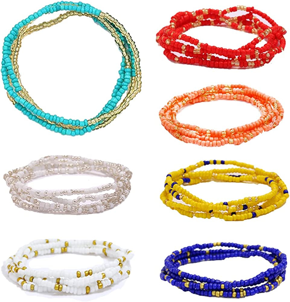 Palotay 16PCS Waist Beads for Women African Waist Beads Chain Colorful Belly Beads Body Chain for the Waist Elastic Stomach Beads Summer Beach Bikini Jewelry Waist Beads Set Apparel & Accessories > Jewelry > Body Jewelry Palotay 7pcs
