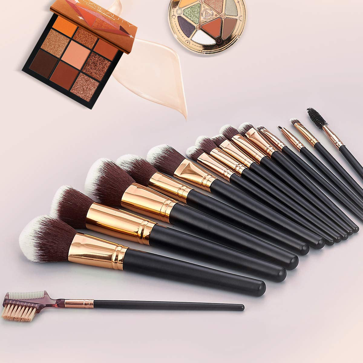 SOLVE Makeup Brushes 16 Pcs Premium Synthetic Foundation Blending Blush Concealer Eye Shadow Makeup Brush Set,Leather Travel Makeup Bag Included, Black with Rose Gold Health & Beauty > Personal Care > Cosmetics > Cosmetic Tools > Makeup Tools SOLVE