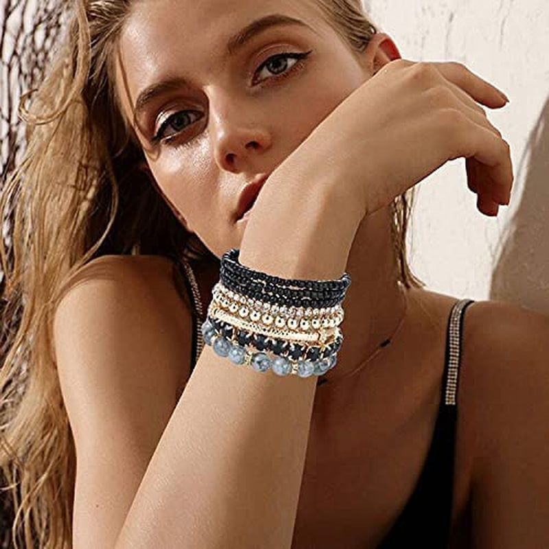 MILACOLATO 2-4 Sets Beaded Bracelets for Women Stackable Bracelets Aesthetic Stretch Multilayered Bracelets Set Bohemian Bracelet Apparel & Accessories > Jewelry > Bracelets Milacolato