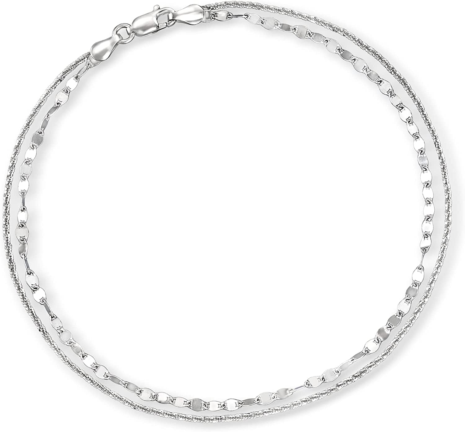Ross-Simons Italian Sterling Silver Dual-Chain Draped Anklet. 10 Inches Apparel & Accessories > Jewelry > Anklets Ross-Simons