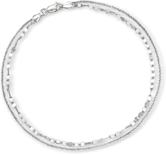 Ross-Simons Italian Sterling Silver Dual-Chain Draped Anklet. 10 Inches Apparel & Accessories > Jewelry > Anklets Ross-Simons