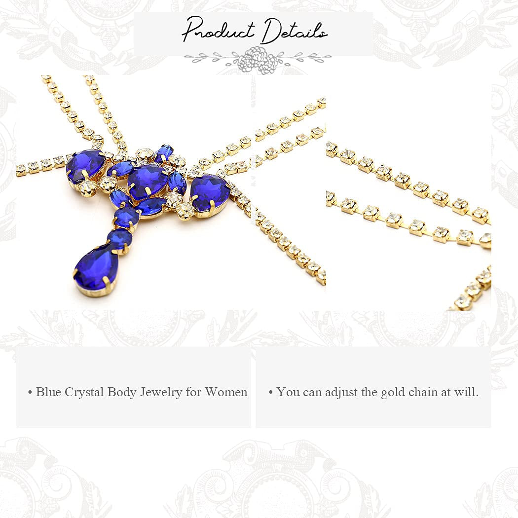 Jeweky Boho Crystal Body Chain Gold Rhinestone Harness Bra Jewelry Beach Bikini Body Jewelry for Women and Girls Apparel & Accessories > Jewelry > Body Jewelry Jeweky