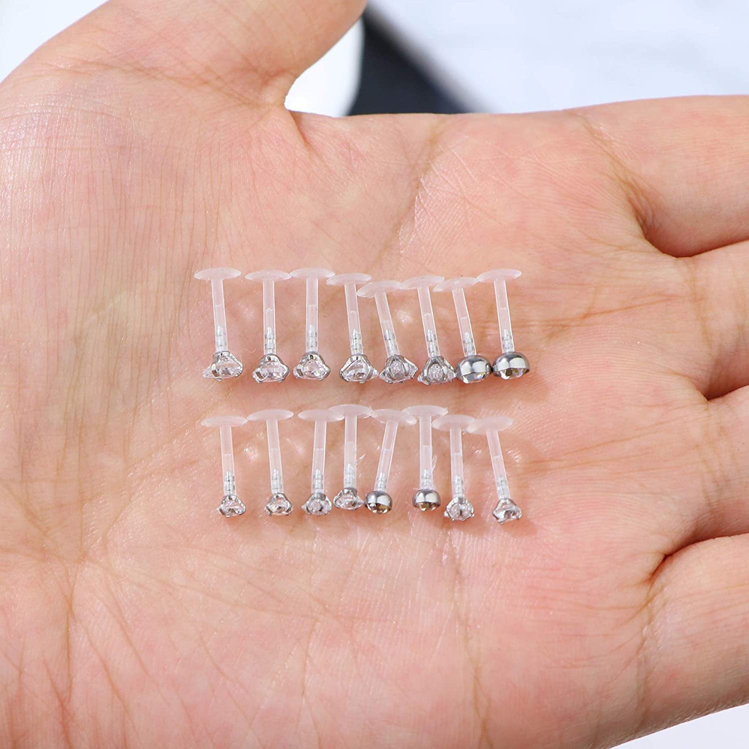 Jstyle 8Pairs 16G Forward Helix Cartilage Tragus Earring Studs Internal Threaded Labret Lip Monroe Ring 8MM Barbell Body Piercing Jewelry Apparel & Accessories > Jewelry > Body Jewelry Jstyle