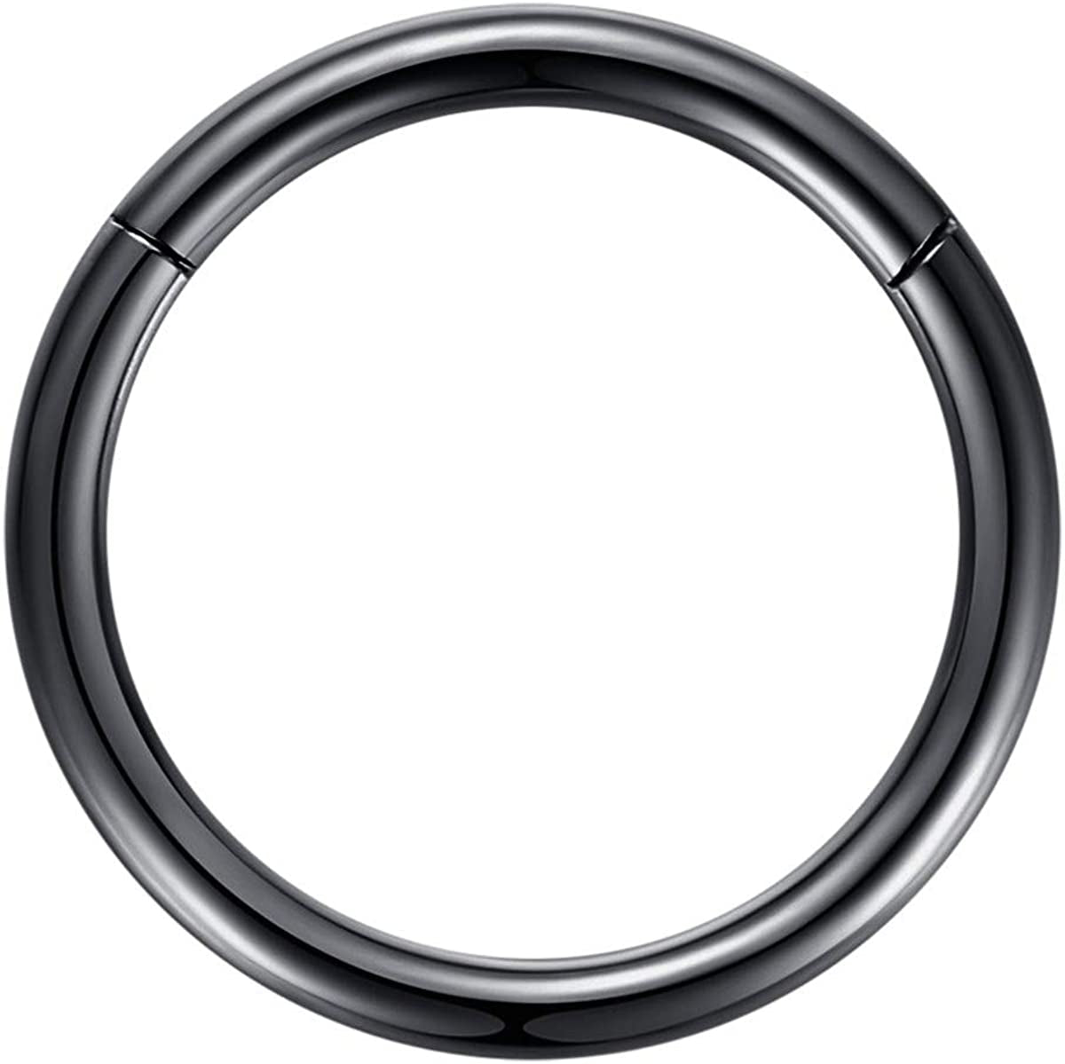 ORANGELOVE Hypoallergenic Nose Rings 20G 18G 16G 14G 12G 10G 8G 316L Surgical Steel Septum Jewelry Hinged Segment Ring Body Piercing Nose Hoop Lip Rings Nose Helix Cartilage Rook Earrings Apparel & Accessories > Jewelry > Rings ORANGELOVE 1pc 10g 16mm Black