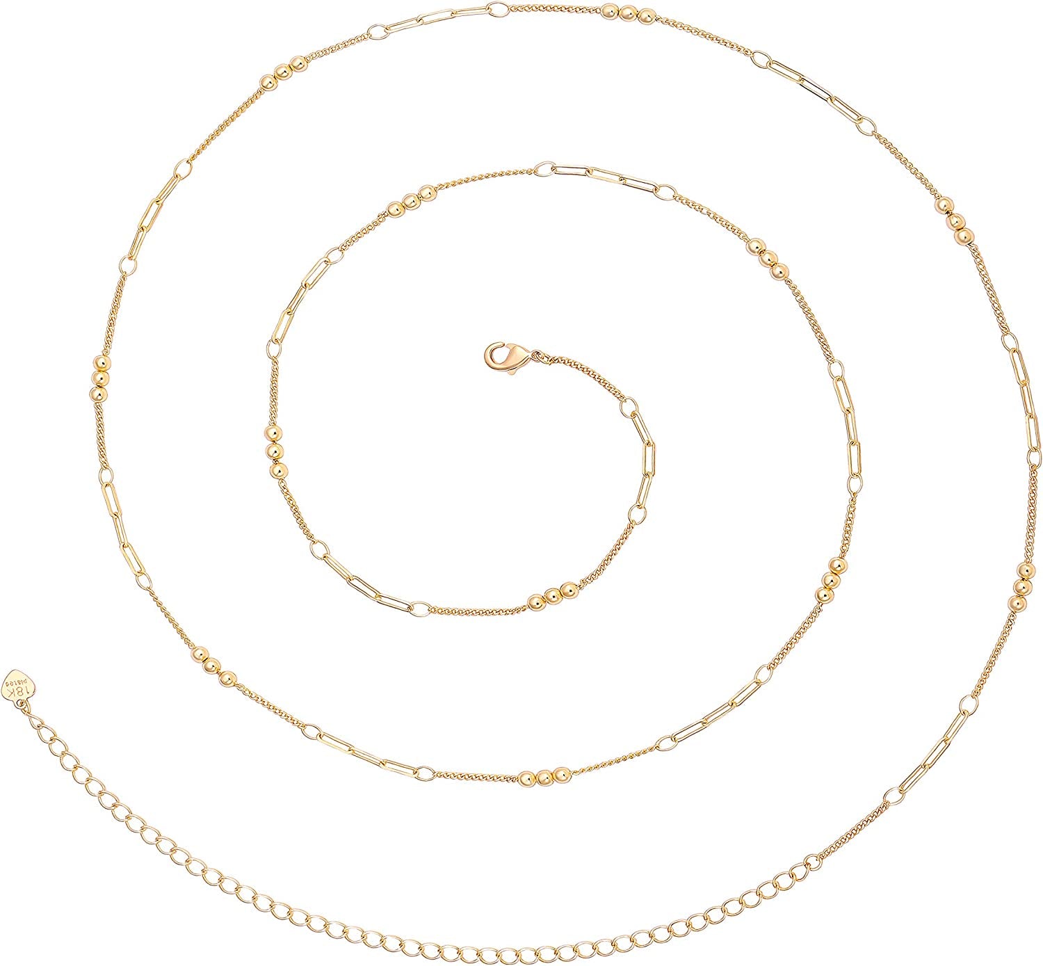 PEARLADA Minimalist Beach Bikini Body Chain 18K Gold Pearl Belly Chain Adjustable Shell Charms Trendy Jewelry Handmade for Women Sexy Waist Chain Apparel & Accessories > Jewelry > Body Jewelry PEARLADA 3. Paperclip & satellite