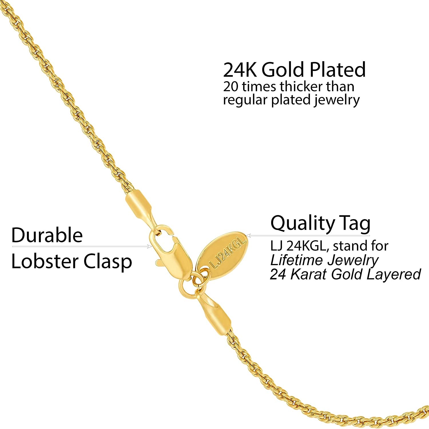 LIFETIME JEWELRY 1Mm Rope Chain Anklet for Women and Teen Girls 24K Real Gold Plated Apparel & Accessories > Jewelry > Anklets LIFETIME JEWELRY