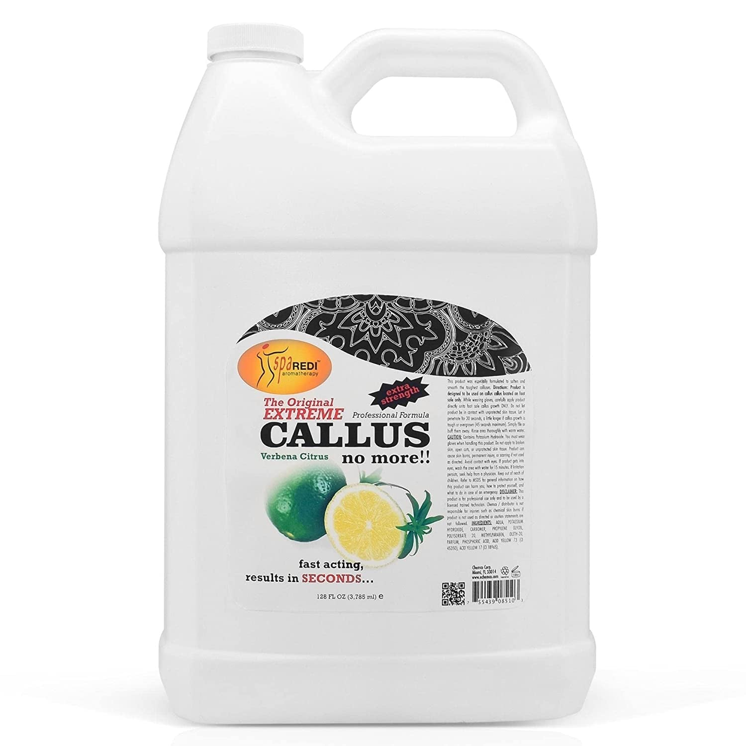 SPA REDI - Callus Remover for Feet Gel - Professional Pedicure Foot Care - Removes Toughest Calluses in Seconds and Smooths Dry Cracked Heels (Mint and Eucalyptus, 32 Oz) Health & Beauty > Personal Care > Foot Care SPA REDI Lemon and Lime 128 Fl Oz (Pack of 1)