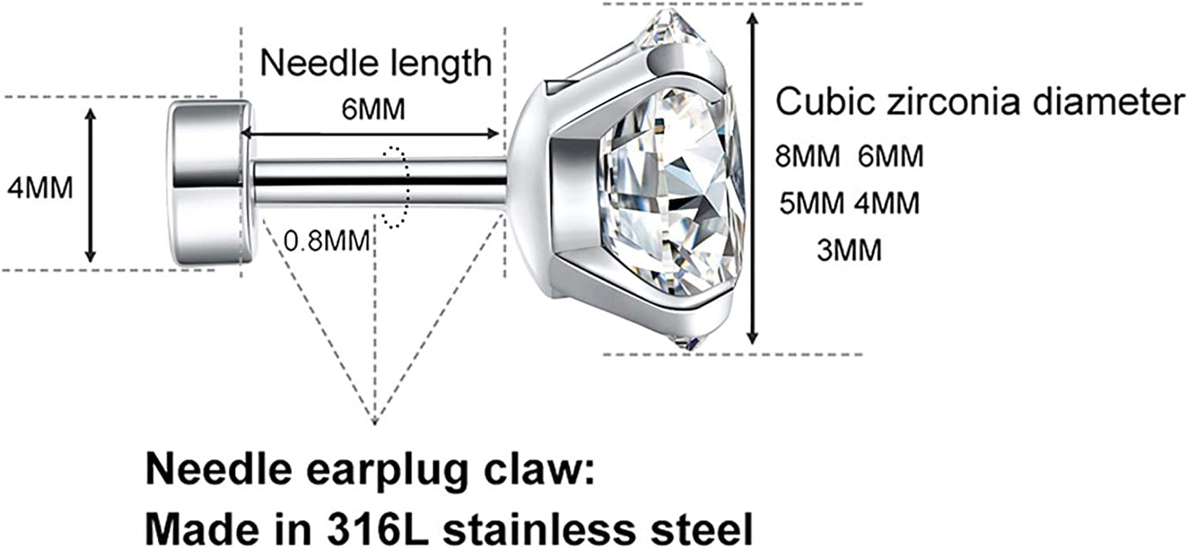 Cubic Zirconia Hypoallergenic Stud Earrings for Women Men Girls Statement Cartilage Fashion Surgical Steel Helix Earrings 5 Pairs Apparel & Accessories > Jewelry > Earrings Ayr