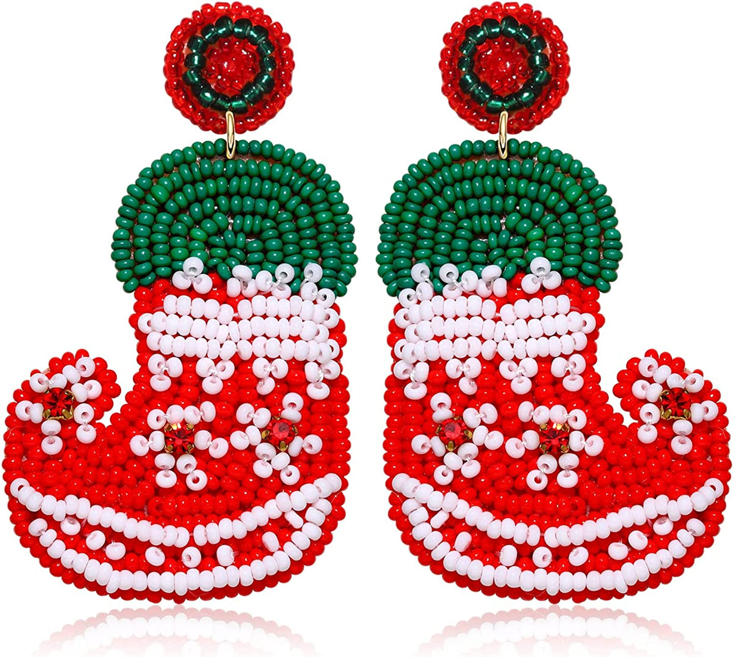 Christmas Earrings for Women Christmas Bead Dangle Earrings Bohemia Handmade Colorful Seed Beaded Drop Earrings Christmas Gifts for Women Girls Apparel & Accessories > Jewelry > Earrings JERTOCLE Christmas Earrings F