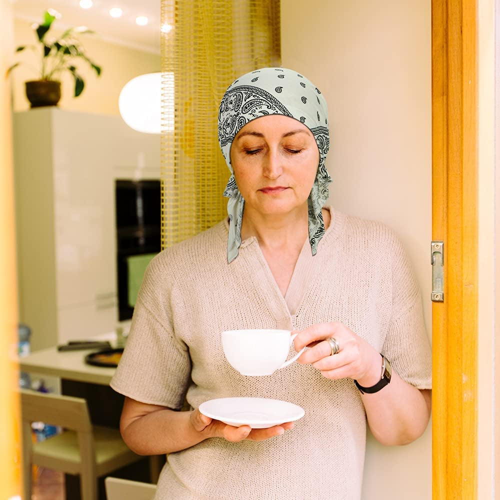 ASHILISIA 2 Pieces Women Chemo Hat Turban Beanie, Pre-Tied Headwraps Headwear Bandana for Hair Loss Apparel & Accessories > Clothing Accessories > Bandanas & Headties ASHILISIA