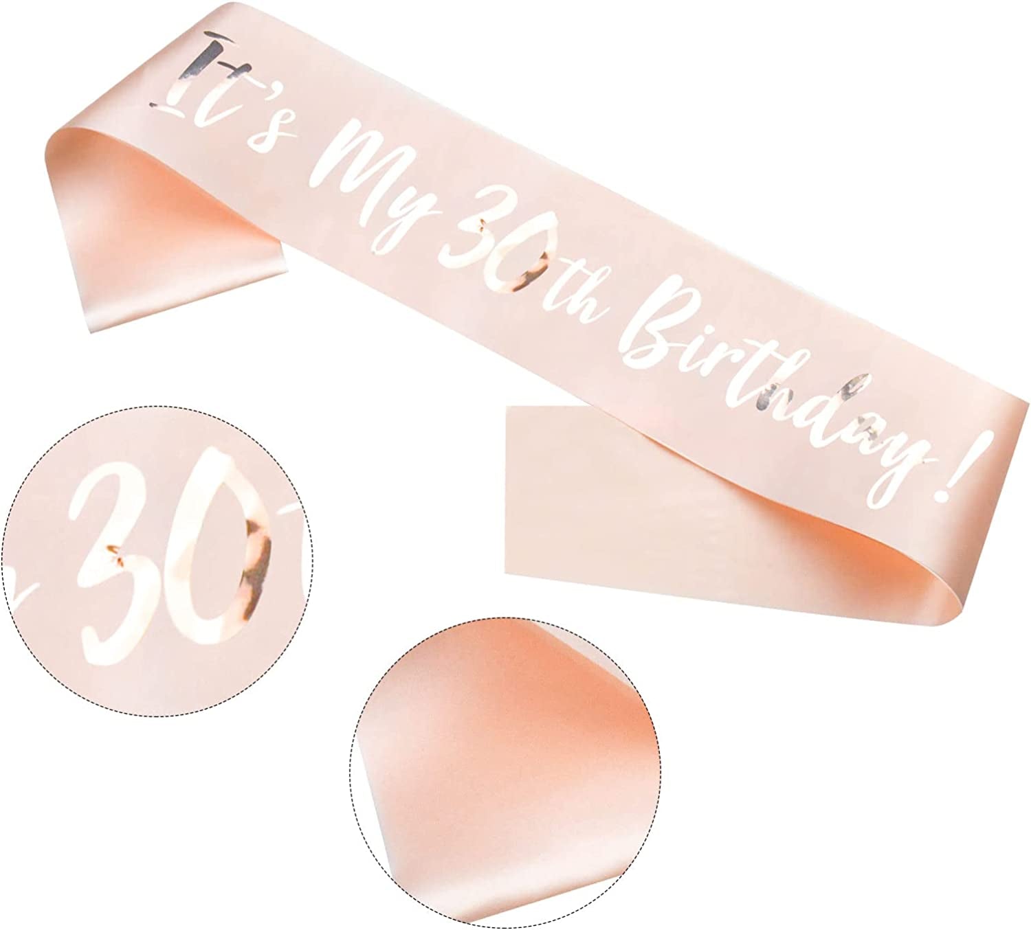 SGKUED 'It'S My 30Th Birthday' Sash, Rose Gold Soft Satin Sash with Rose Foil Lettering Birthday Sash for Women 30Th Birthday Party Favors and Decorations Apparel & Accessories > Clothing Accessories > Sashes SGKUED