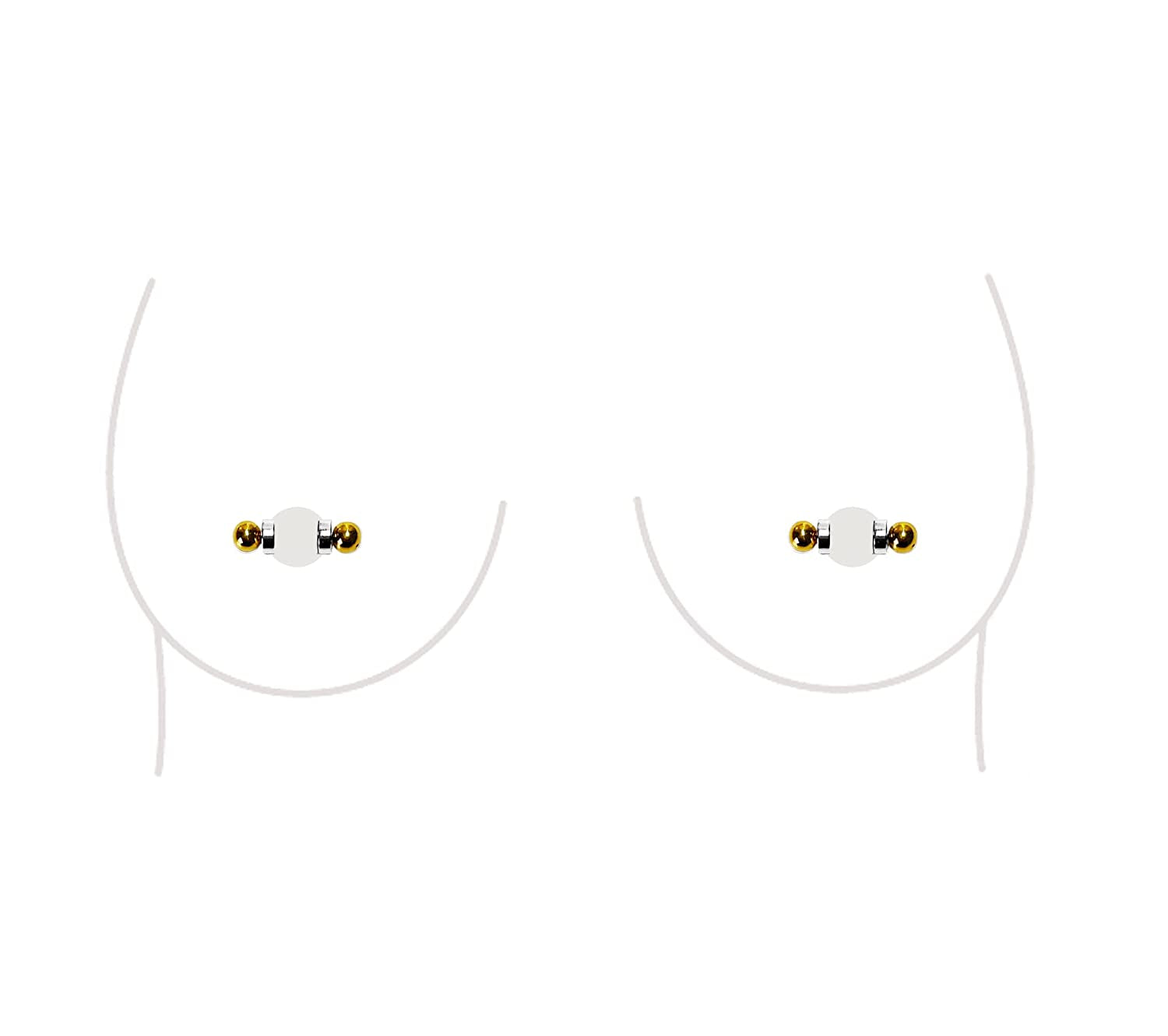 Non-Piercing Nipple Ring Magnetic Barbell Stud Fake Body Jewelry for Women (B - Black (Regular)) Apparel & Accessories > Jewelry > Body Jewelry All Body Art B - Regular (Gold)