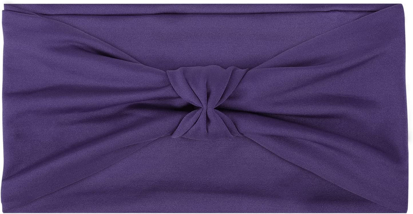 Moko Headband for Women, Versatile Turban Headband Hair Wrap Multi-Style Casual Sports Headwear, Stretchy Breathable Moisture Wicking Microfiber Head Wrap for Workout, Running, Yoga Apparel & Accessories > Clothing Accessories > Headwear MoKo Purple Elastic