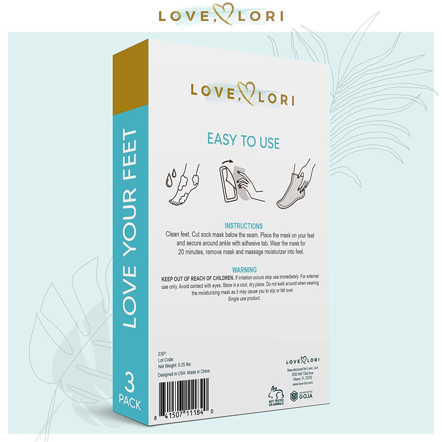 Foot Mask Moisturizing 3 Pairs by Love Lori – Ultra Hydrating Foot Mask for Dry Cracked Feet, (NON-PEEL) with Hyaluronic Acid, Shea Butter & Coconut Oil – Great Self Care Gifts for Women & Men Health & Beauty > Personal Care > Foot Care LOVE, LORI