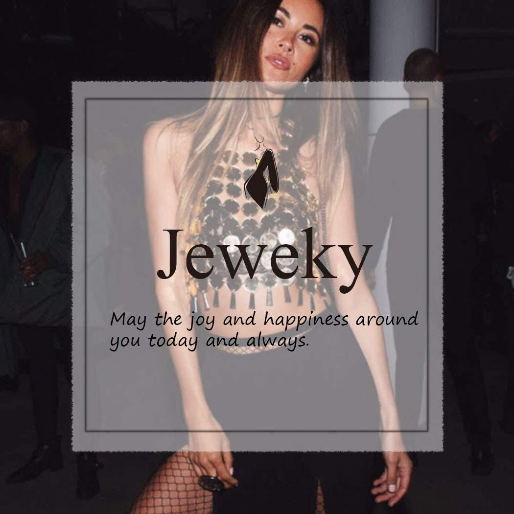 Jeweky Boho Sequins Bra Chain Gold Crop Top Body Chains Backless Beach Nightclub Rave Body Accessories Jewelry for Women and Girls Apparel & Accessories > Jewelry > Body Jewelry Artist Unknown