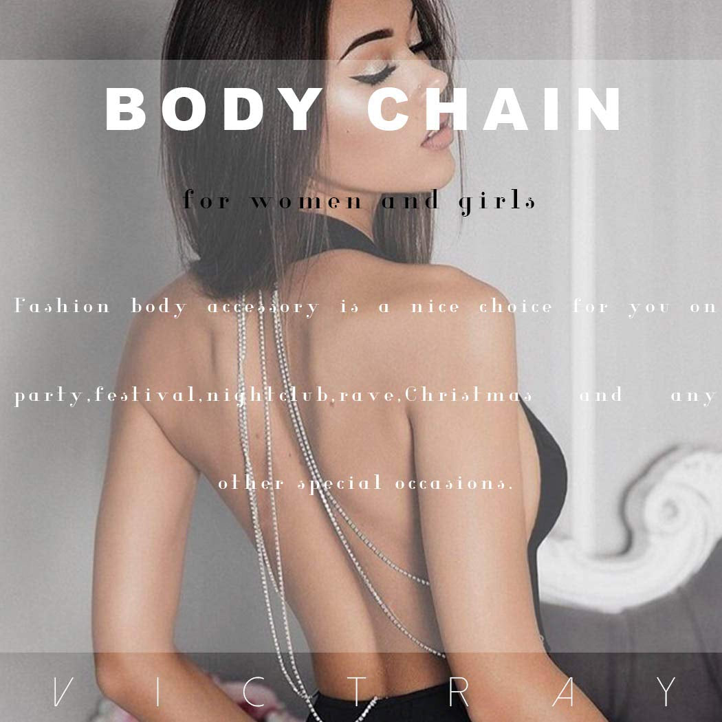 Victray Crystal Body Chain Bikini Body Chains Nightclub Chest Chain Fashion Body Jewelry for Women and Girls (Silver) Apparel & Accessories > Jewelry > Body Jewelry YD