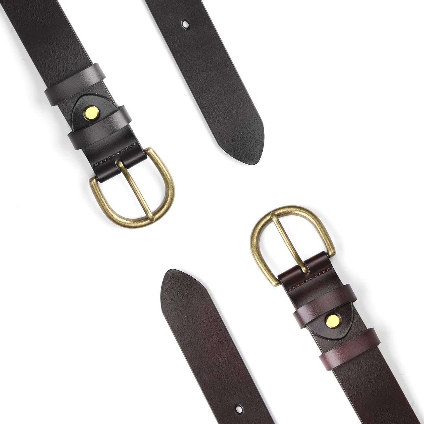 Women Leather Belt for Pants Dress Jeans Waist Belt with Brushed Alloy Buckle by WHIPPY Apparel & Accessories > Clothing Accessories > Belts WHIPPY