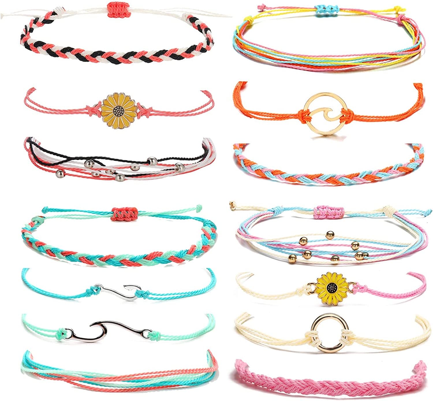 Choice of All String Bracelets for Teen Girls Boho Waterproof Bracelets Ankle Bracelets for Girls Christmas Gifts Wave Surfer Bracelets Summer Beach Anklets Apparel & Accessories > Jewelry > Anklets choice of all 14colorful