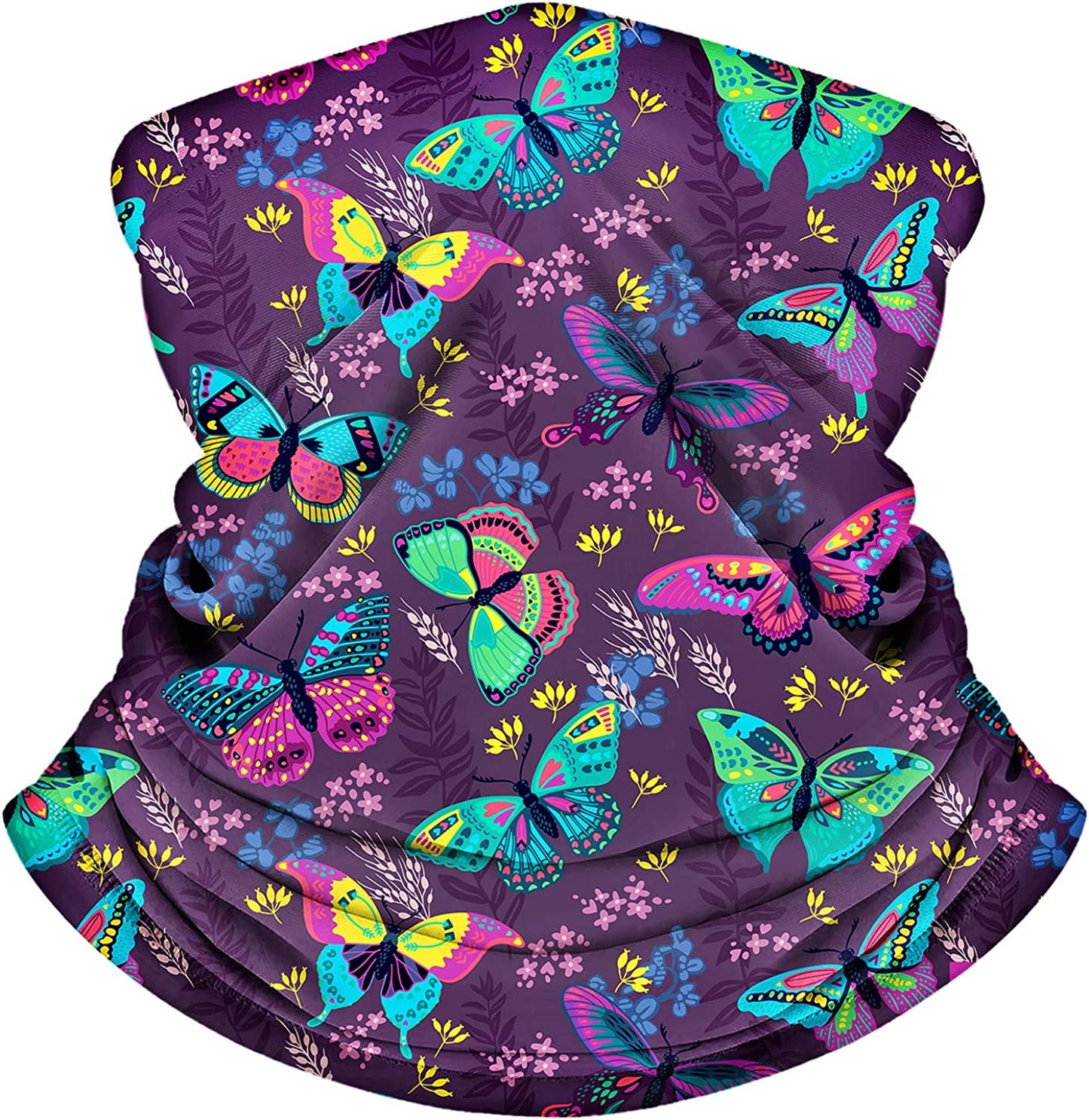 MOBUR Neck Gaiter Face Scarf Mask Bandana Dust Face Mask Headband with Adjustable Tie behind Head Straps Apparel & Accessories > Clothing Accessories > Bandanas & Headties MOBUR Butterfly Flower