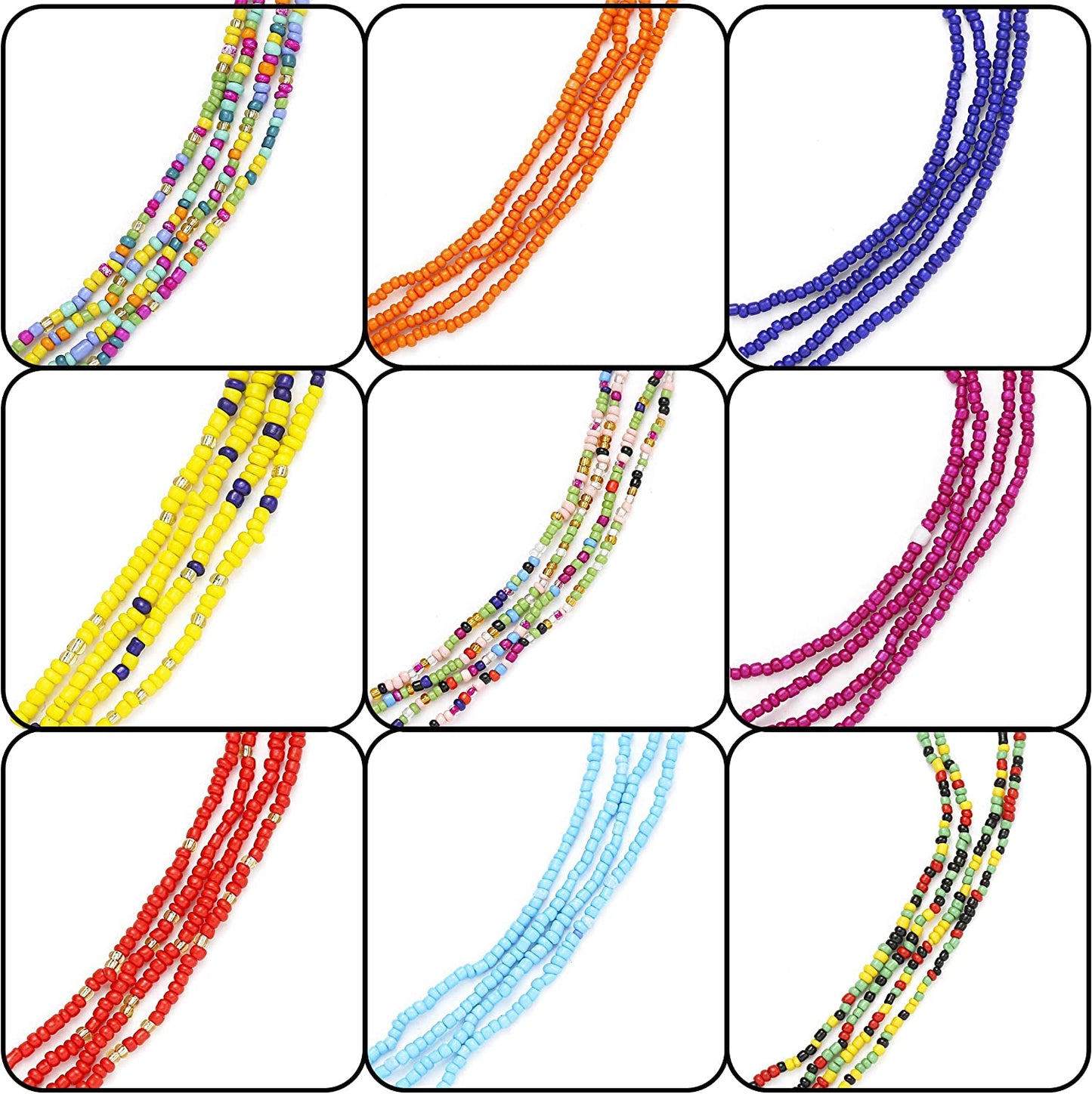 Taouzi Waist Beads for Women Colorful Beaded Body Chain Elastic String Waist Chain Beach Bikini Belly Chains Summer Jewelry for Women Girls Apparel & Accessories > Jewelry > Body Jewelry Taouzi