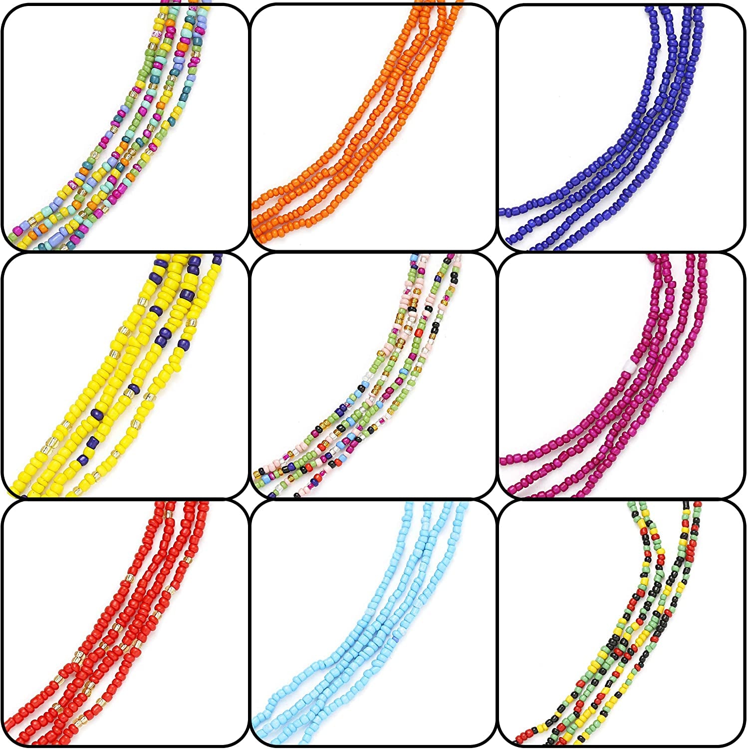 Taouzi Waist Beads for Women Colorful Beaded Body Chain Elastic String Waist Chain Beach Bikini Belly Chains Summer Jewelry for Women Girls Apparel & Accessories > Jewelry > Body Jewelry Taouzi