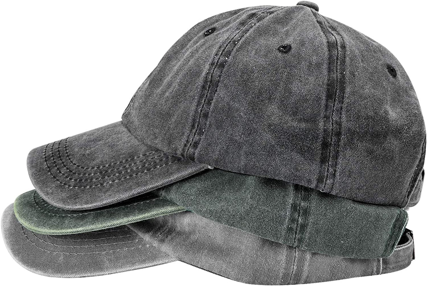 MEINICY 3 Pack Washed Plain Baseball Cap, Retro Adjustable Dad Hats Gift for Men/Women,Unstructured/Cotton Apparel & Accessories > Clothing Accessories > Hats MEINICY Black+gray+od Green