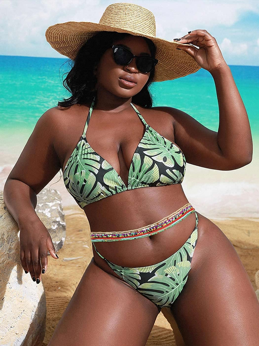 ELABEST African Waist Beads Chain Layered Belly Body Chain Beach 7Pack Waist Jewelry Body Accessories for Women Apparel & Accessories > Jewelry > Body Jewelry ELABEST