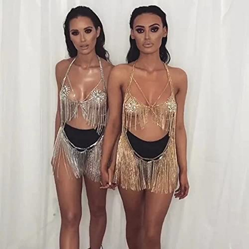 Women'S Metal Body Chain Set Indian Belly Chain Bohemian Jewelry Bikini Halloween Costume Party (Gold) Apparel & Accessories > Jewelry > Body Jewelry Yixin