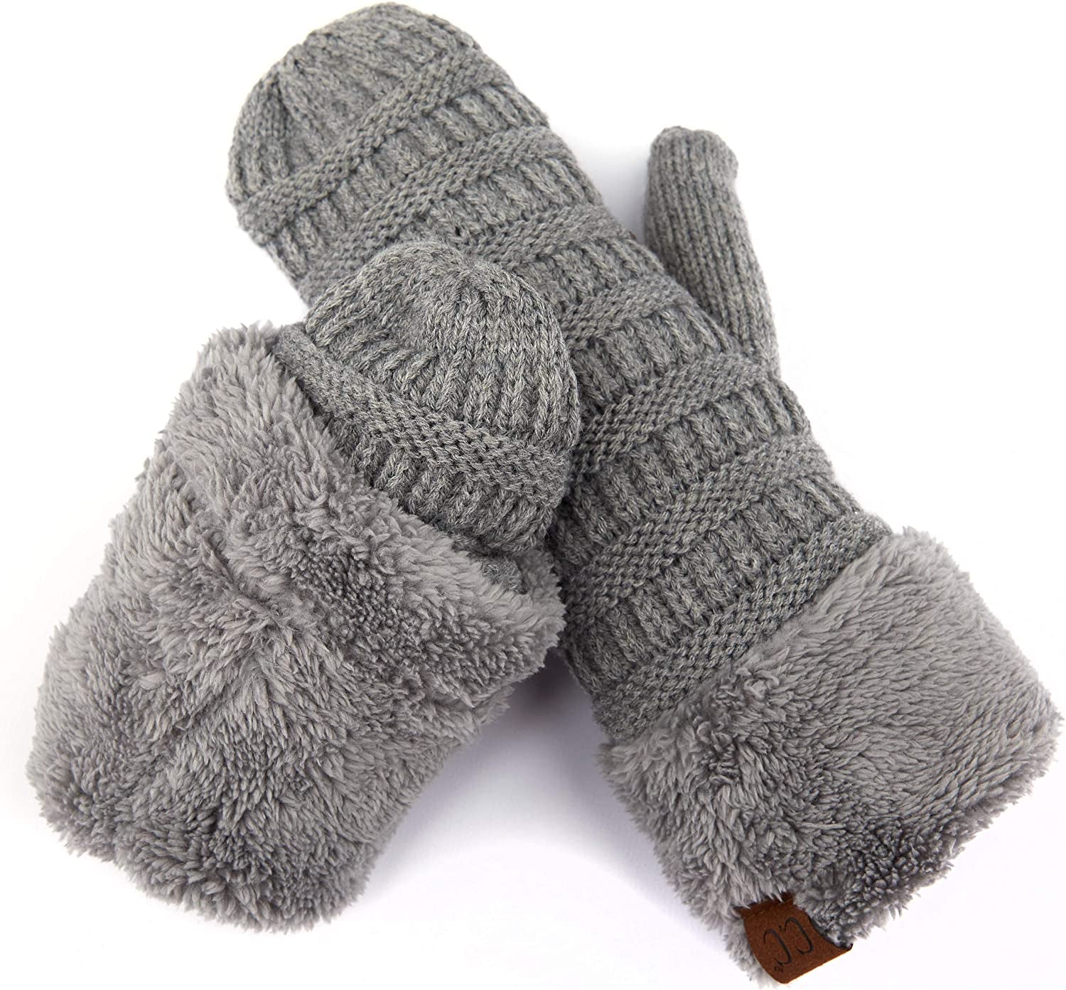 C.C Women Thick Knit Faux Fur Sherpa Fleece Lined Warm Winter Gloves Mittens (CG-36)(MT-008,25,715,816,1816,6245) Apparel & Accessories > Clothing Accessories > Gloves & Mittens C.C