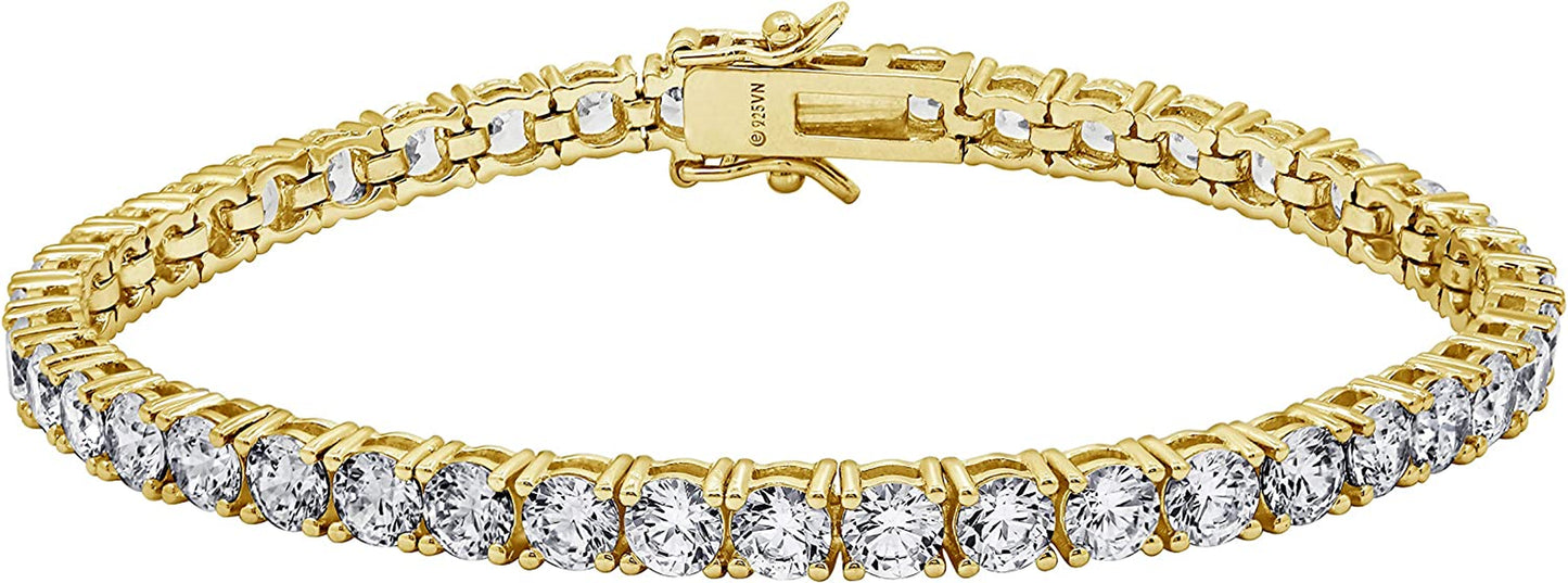 Collection Platinum or Gold Plated Sterling Silver Round-Cut Tennis Bracelet Made with Infinite Elements Zirconia Apparel & Accessories > Jewelry > Bracelets Amazon Collection Yellow-gold-plated 4 mm 8" Length