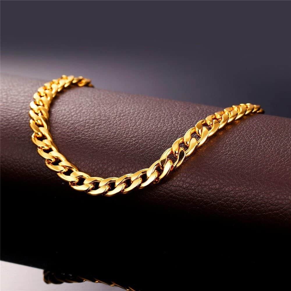 Women Girls Barefoot Jewelry 18K Gold or Rose Gold Stainless Steel Heart / Rope / Figaro / Cuban Chain Anklet Foot Bracelet, 25-30 CM Long Apparel & Accessories > Jewelry > Anklets U7 Jewelry