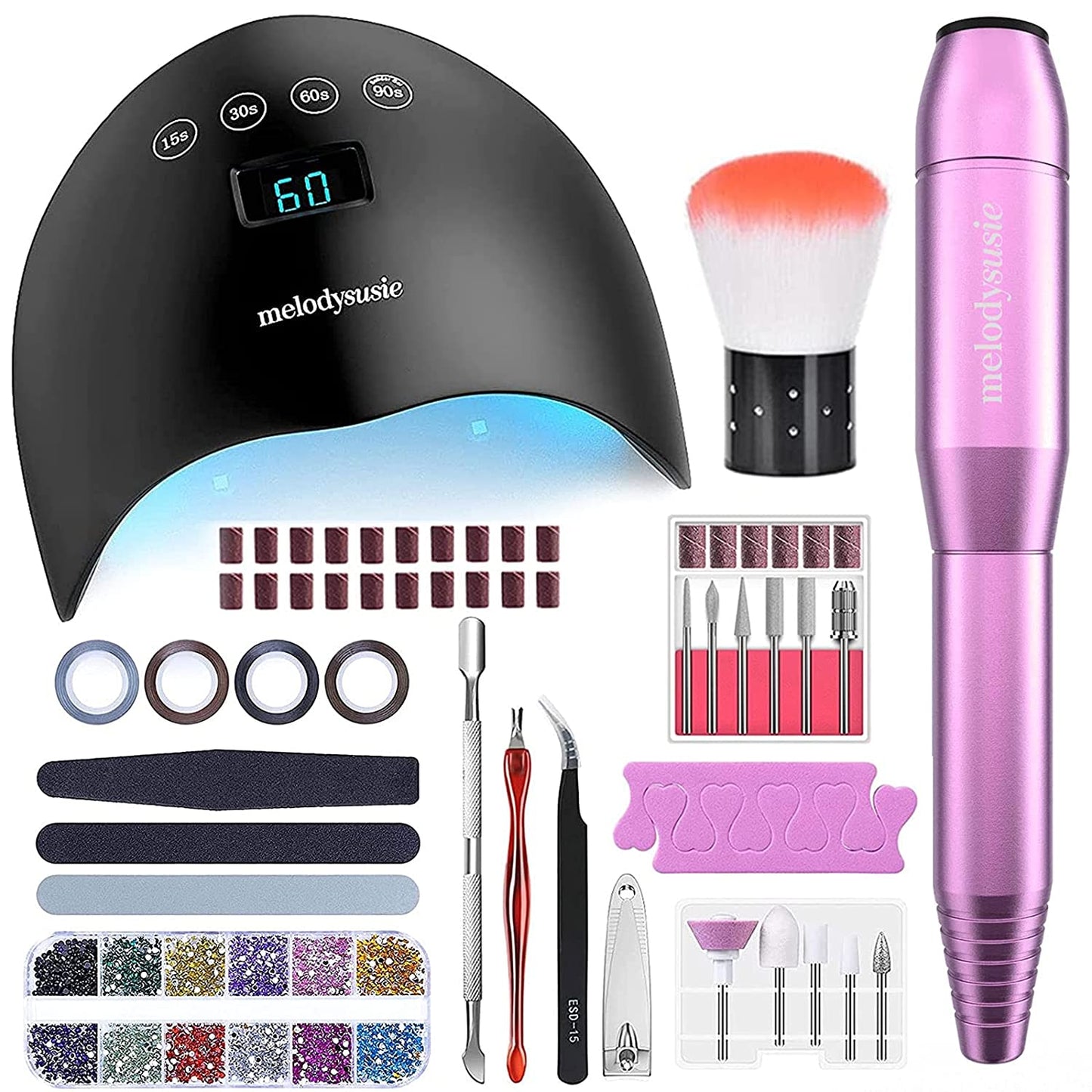 Melodysusie 85 in 1 Acrylic Nail Kit with Storage Bag Pink, Portable Electric Nail Drill, U V LED Nail Lamp, Manicure Tools Set, Compact Gel Nail Starter Kit, Nail Art Supplies DIY at Home Health & Beauty > Personal Care > Cosmetics > Cosmetic Tools > Nail Tools MelodySusie Set 1
